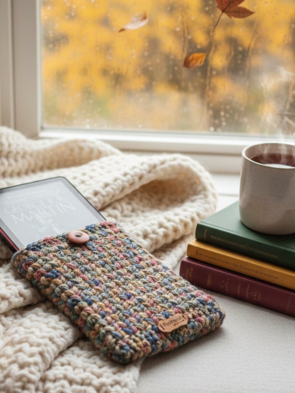 Kindle Paperwhite Sleeve — Autumn Tapestry Crochet E-Reader & Paperback Cover